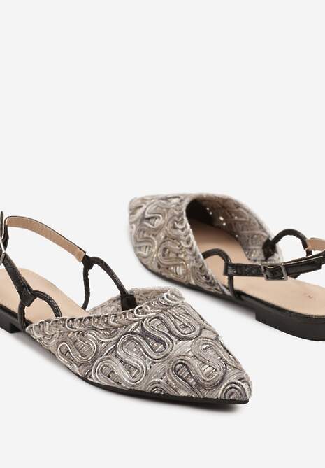 Czarne Sandały Slingback Vices z Metalicznymi Zdobieniami Janavie