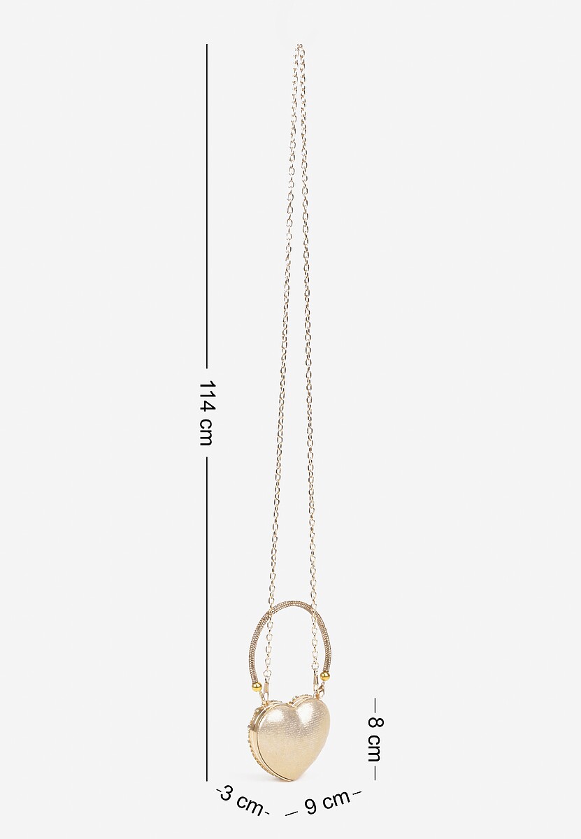 Złota Koktajlowa Torebka Serce Ozdobiona Cyrkoniami Deodore