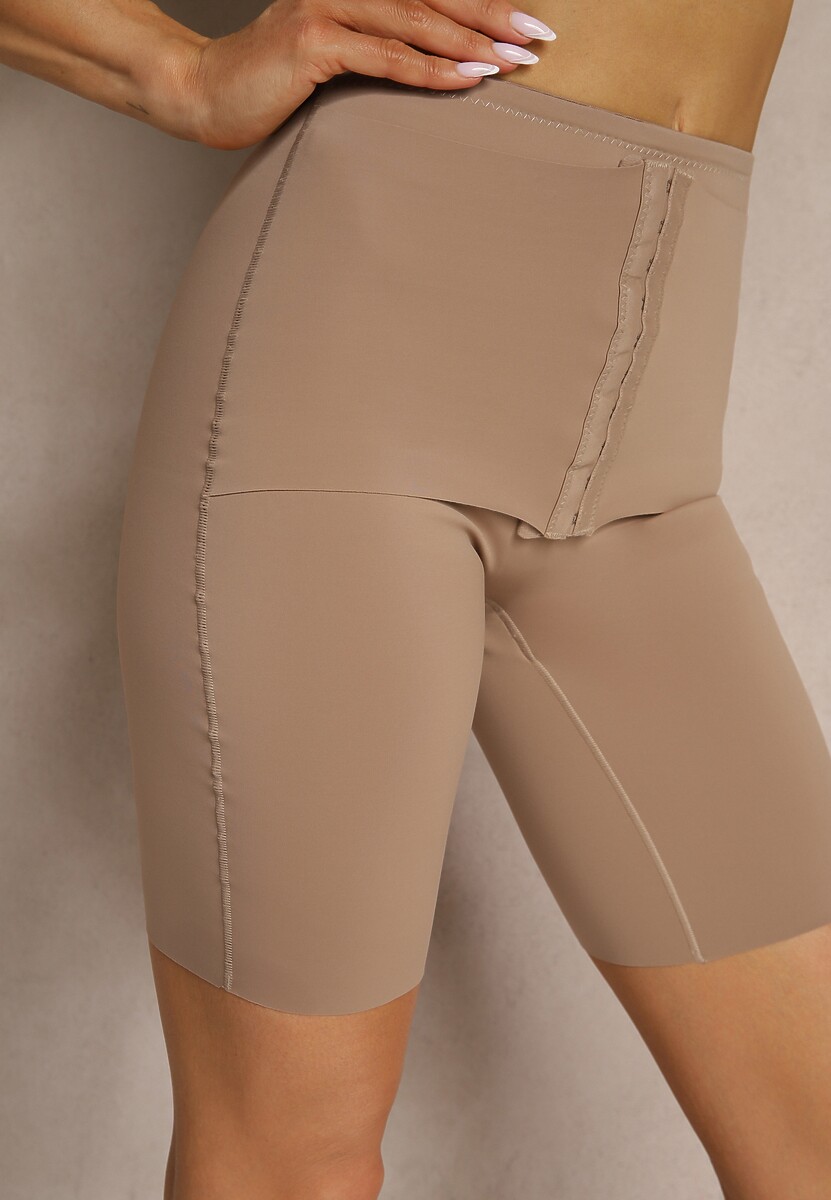 Ciemnobeżowa Bielizna modelująca Majtki Typu Szorty High Waist Liradelle