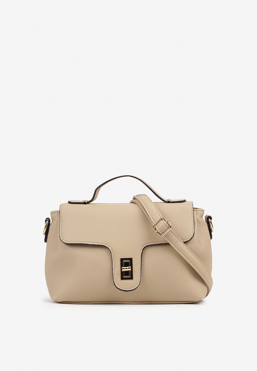 Czarna Torebka Listonoszka Ozdobiona Klapą Ponavia