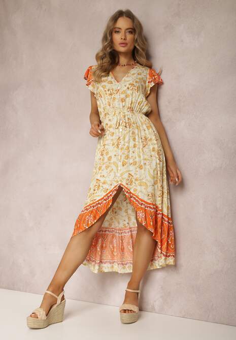 Żółta Sukienka z Wiskozy Dyniche