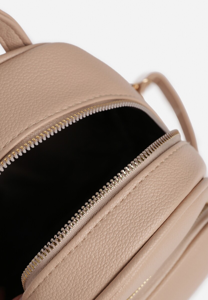 Beżowy Casualowy Plecak z Regulowanymi Odpinanymi Paskami Nelarise