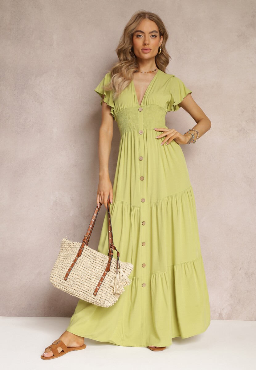 Jasnozielona Sukienka z Wiskozy Lobsy