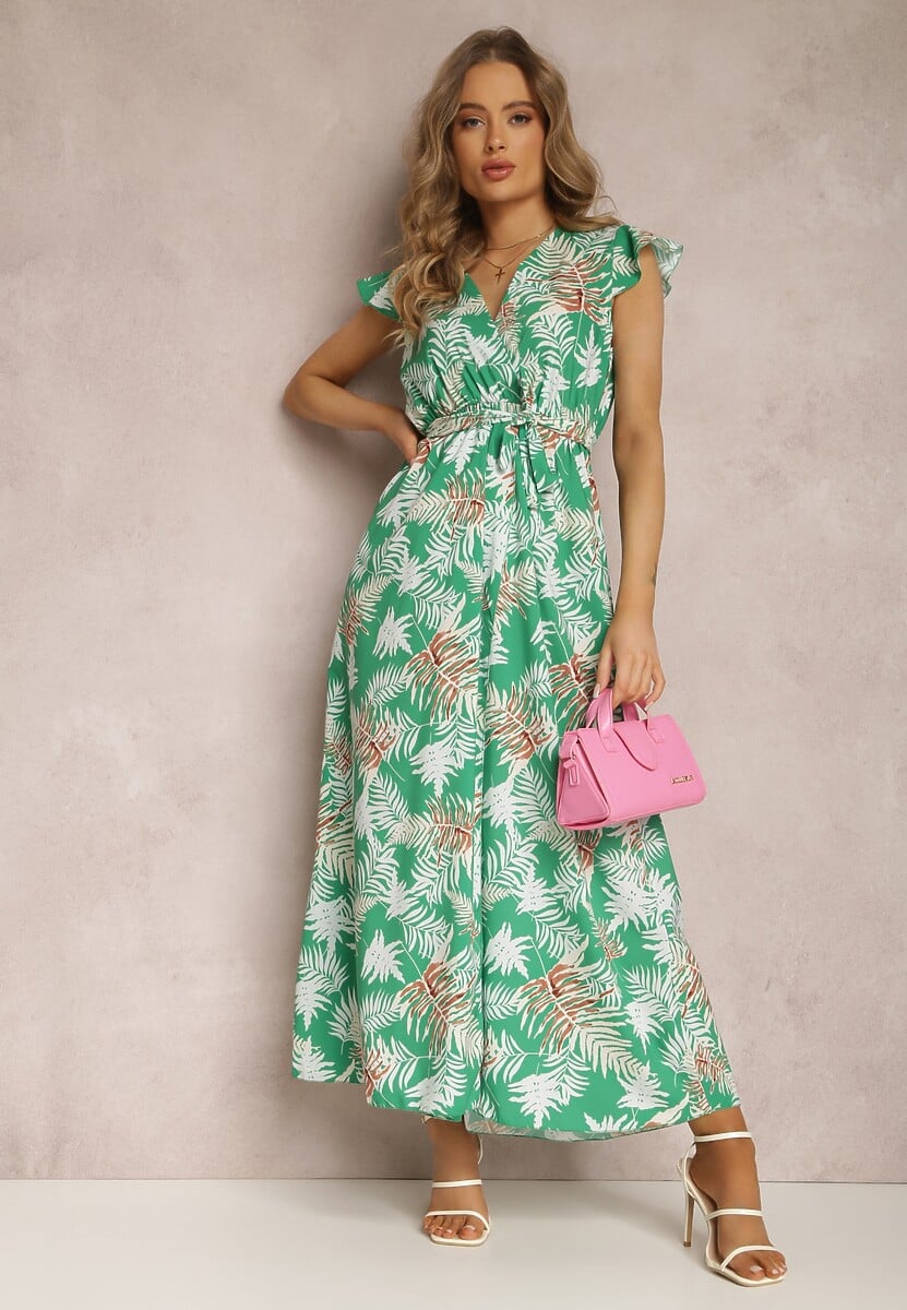 Zielona Sukienka z Paskiem Helomeda