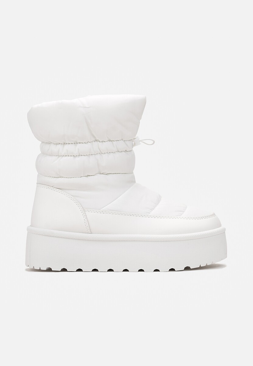 Białe Śniegowce ze Ściągaczem na Grubej Podeszwie Lunne