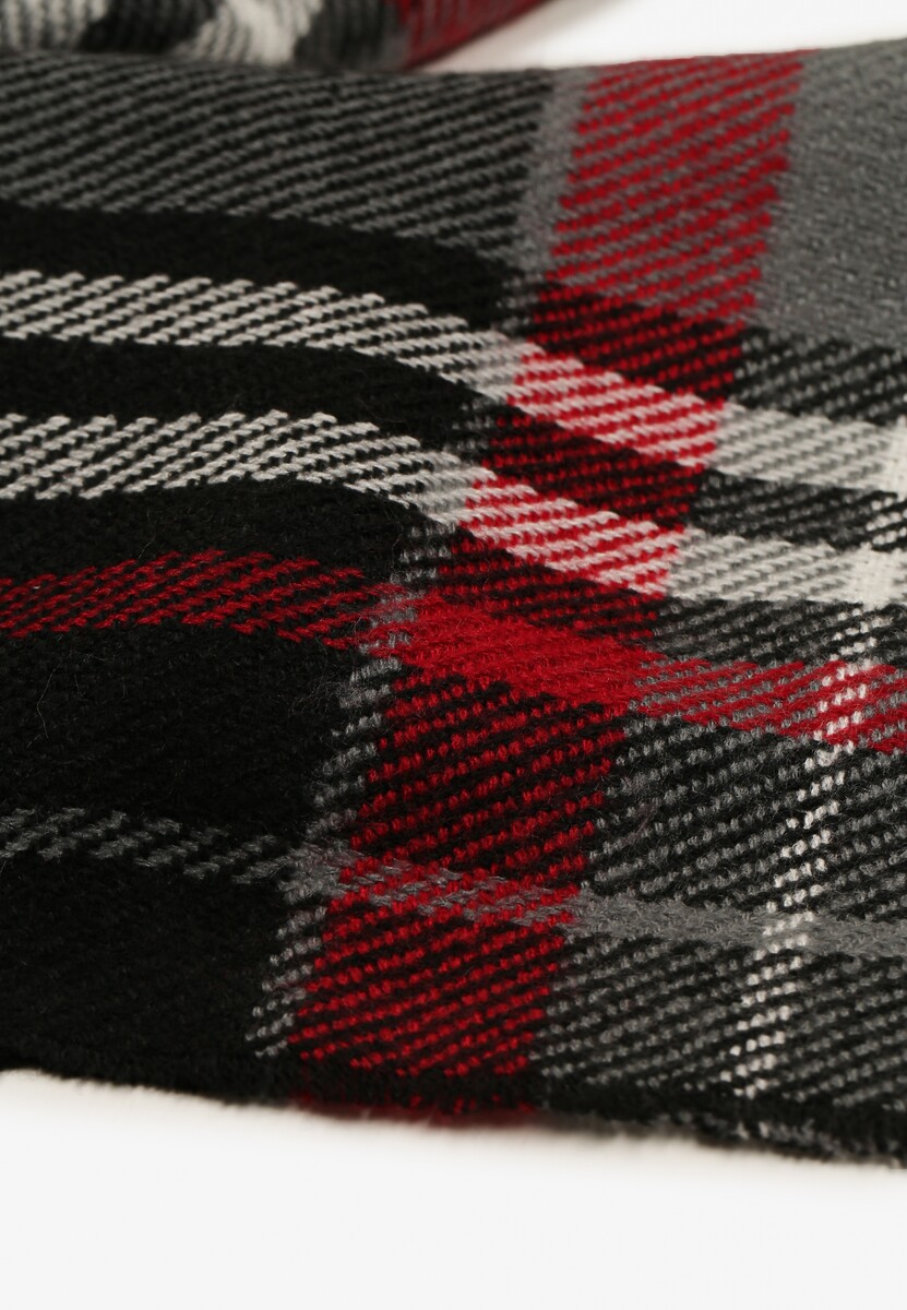 Czerwono-Szary Szalik Komin Ozdobiony Kratą Zinnestra