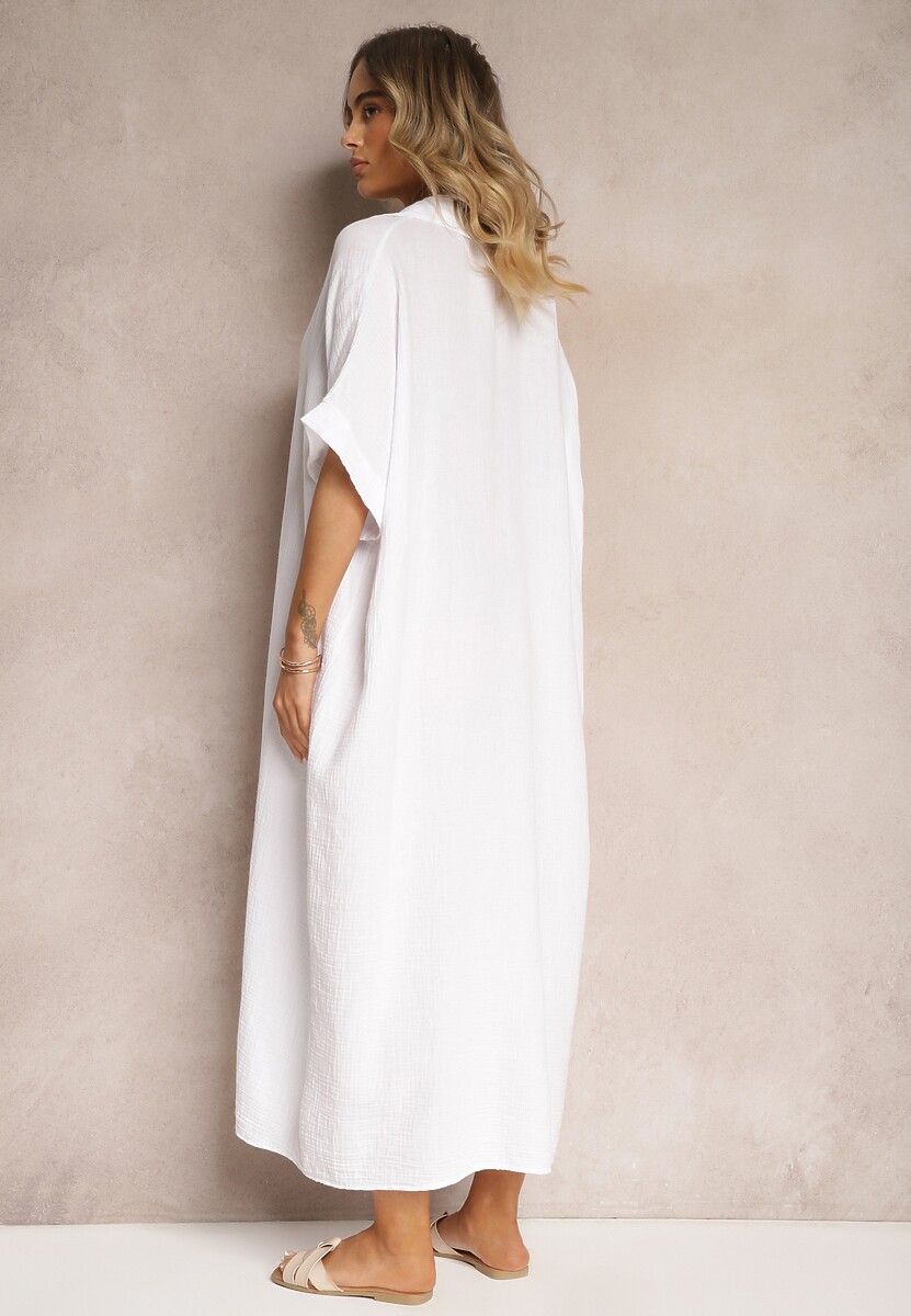 Biała Muślinowa Sukienka z Bawełny o Pudełkowym Kroju Vimaristta