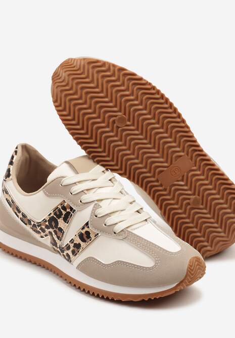 Panterkowe Sneakersy z Geometrycznym Wzorem i Metaliczną Wstawką Zolio