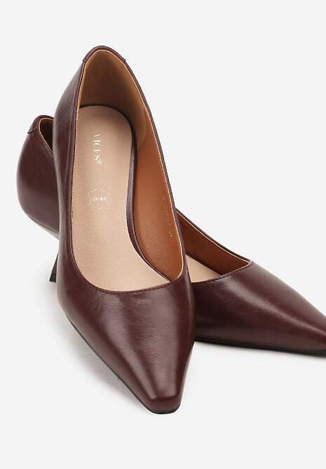 Bordowe Czółenka Vices na Kaczuszce ze Skórzaną Wkładką Elialie