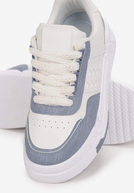 Niebieskie Sneakersy przed Kostkę na Grubej Podeszwie Miamor