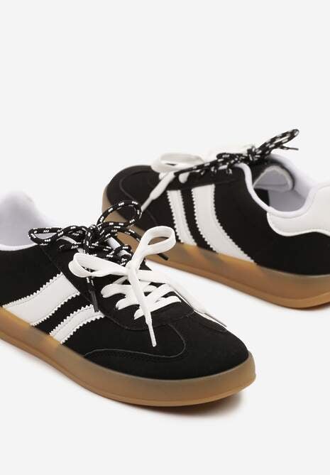 Czarno-Białe Sneakersy w Stylu Klasycznych Tenisówek z Ekozamszu Lorlevia