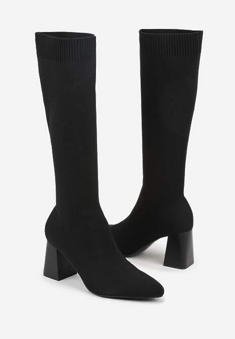 Czarne Skarpetkowe Kozaki VICES na Słupkowym Obcasie Ralles