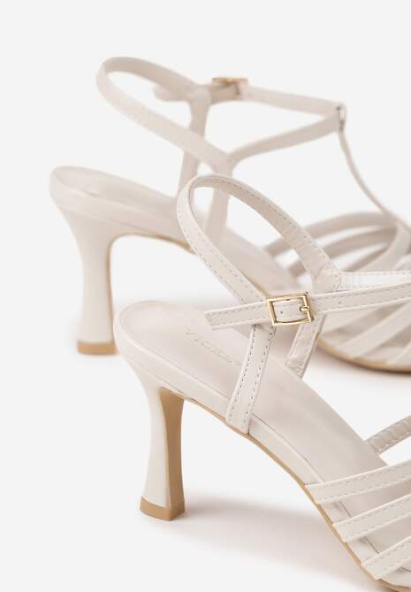 Jasnobeżowe Sandały Vices na Obcasie Typu Szpilka Tirenella