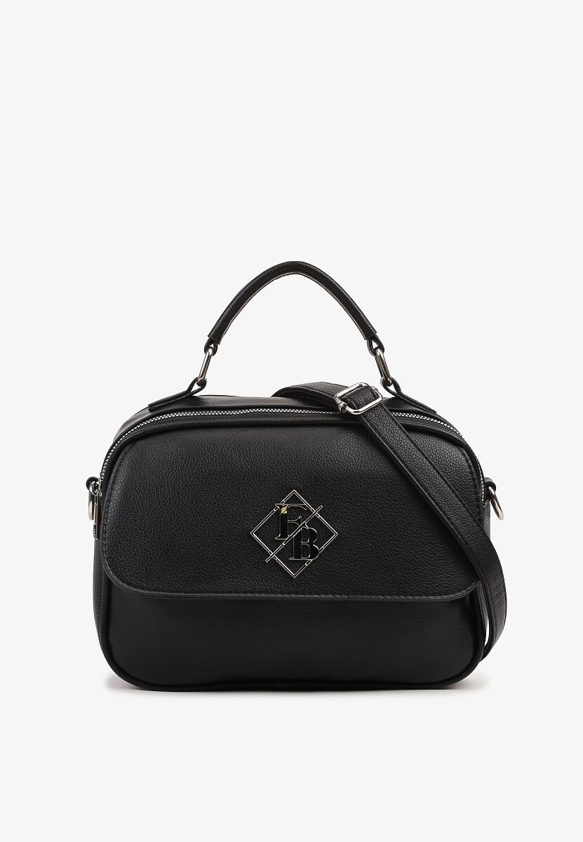 Czarna Torebka Typu Listonoszka z Rączką Zdobiona Aplikacją Avenissa