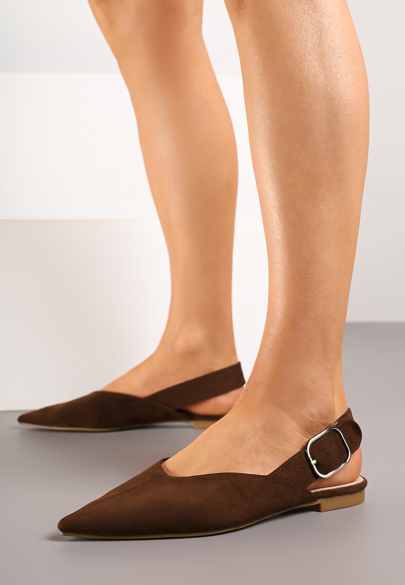 Brązowe Sandały Vices Typu Slingback z Wkładką ze Skóry Naturalnej Rallora