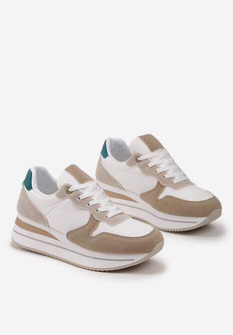 Ciemnobeżowe Sneakersy na Ozdobnej Platformie Anarinna