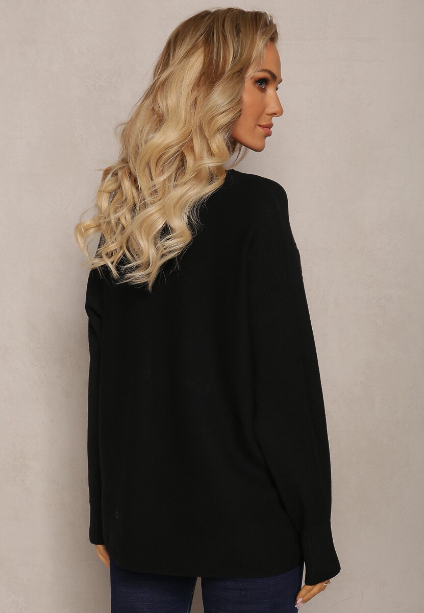 Czarny Sweter z Miękkiej Dzianiny Aldozia