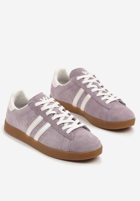 Fioletowe Sneakersy Tenisówki Ozdobione Paskami Nilavara