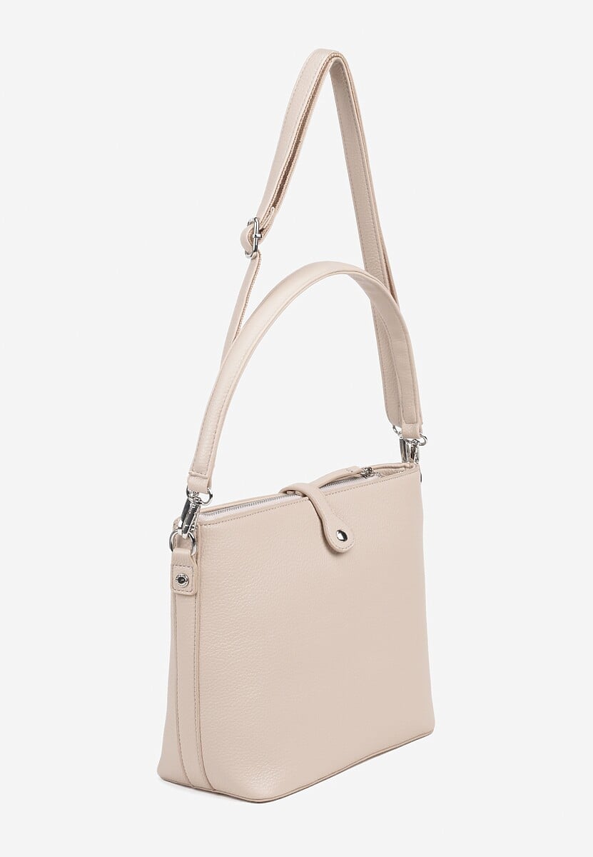 Ciemnobeżowa Torebka na Ramię Ozdobiona Paskiem Tanaviana