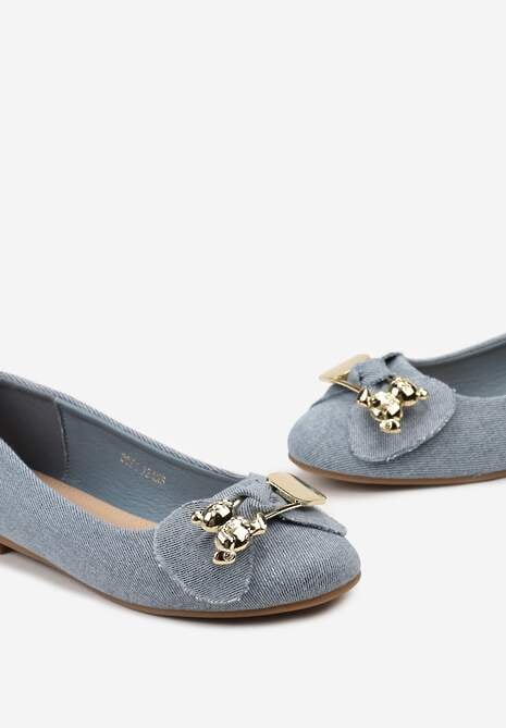 Niebieskie Balerinki z Metalową Ozdobą na Froncie Alverua