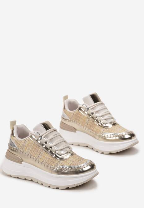 Złote Sneakersy na Platformie Buffona