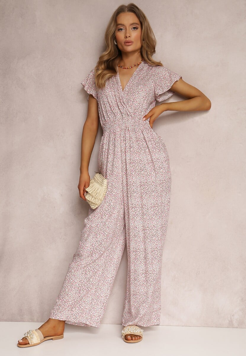 Różowo-Biały Kombinezon z Wiskozy Nesiasa