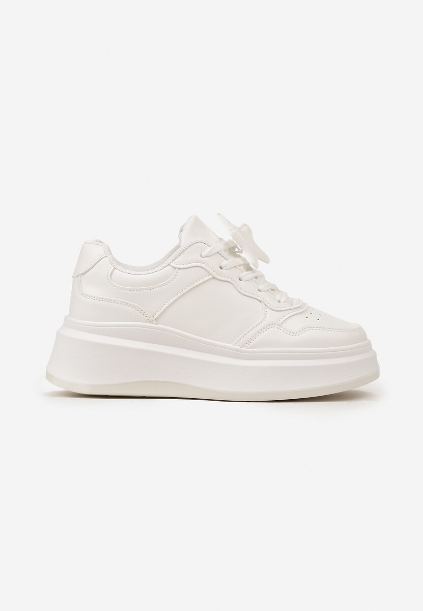 Białe Sneakersy na Platformie z Odpinaną Gwiazdką Ekaria