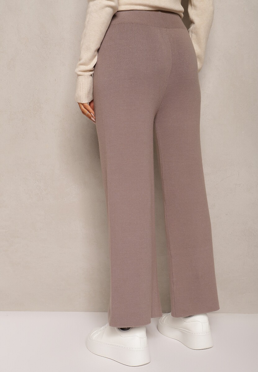 Ciemnoszare Spodnie o Szerokim Kroju High Waist z Cyrkoniami i Gumką w Pasie Loreitha