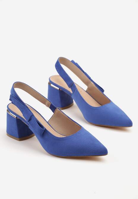 Niebieskie Sandały na Słupku Vices Slingback ze Skórzaną Wkładką Vevoline