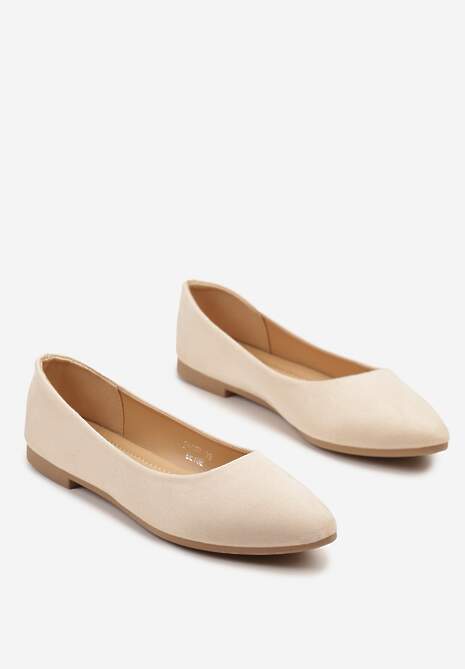 Beżowe Basicowe Balerinki z Migdałkowym Noskiem Tulvia