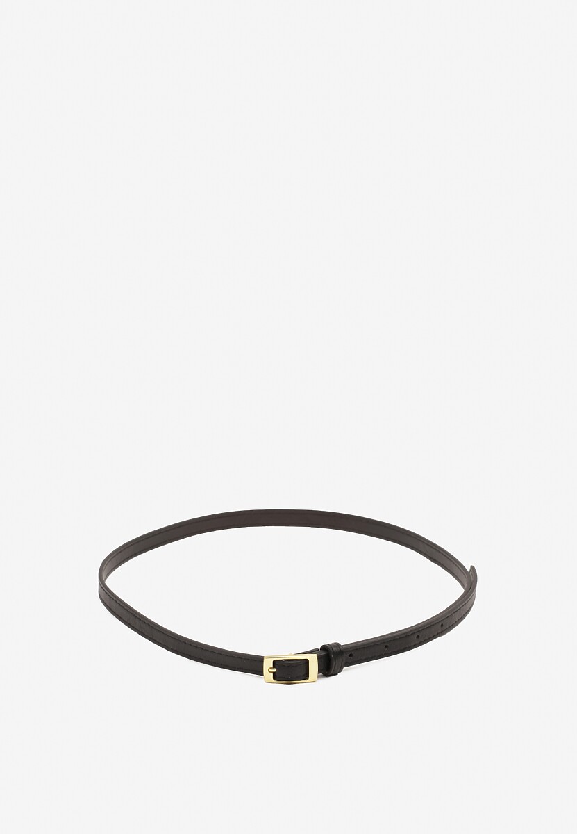 Brązowy Pasek Cienki z Prostokątną Klamrą Voreyna