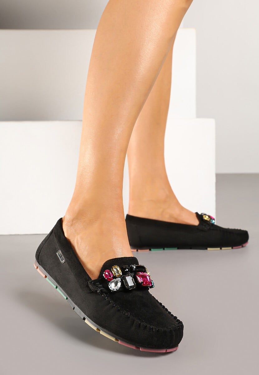 Srebrne Mokasyny z Wkładką ze Skóry Naturalnej i Cyrkoniami Zimora