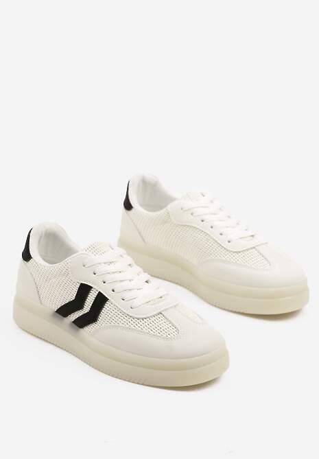 Białe Sneakersy Tenisówki Ozdobione Paskami Falovinia