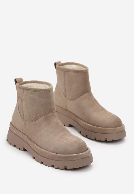 Ciemnobeżowe Botki Śniegowce na Platformie Nigvale