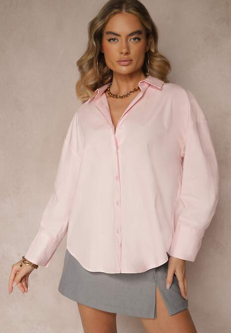 Różowa Casualowa Koszula z Bawełny Naliraella