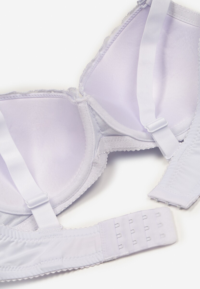 Biały Koronkowy Biustonosz z Regulowanymi Ramiączkami i Metalową Zawieszką z Cyrkoniami Vanesti