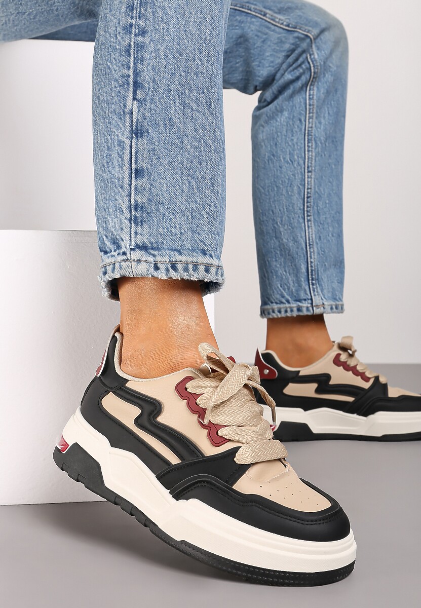 Różowe Sneakersy z Przeszyciami i Grubą Podeszwą Berinela