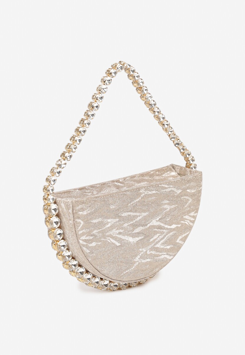 Złota Wizytowa Torebka z Biżuteryjną Rączką i Cyrkoniami Daricarre