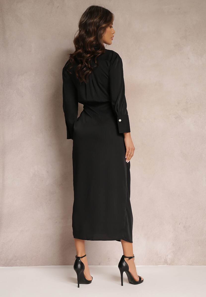 Czarna Sukienka Kopertowa Tamo