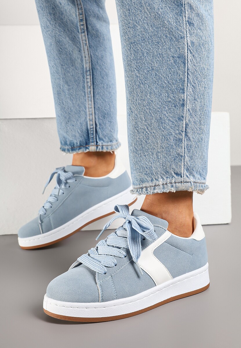 Jasnoniebieskie Sneakersy z Geometrycznym Motywem Taniffia