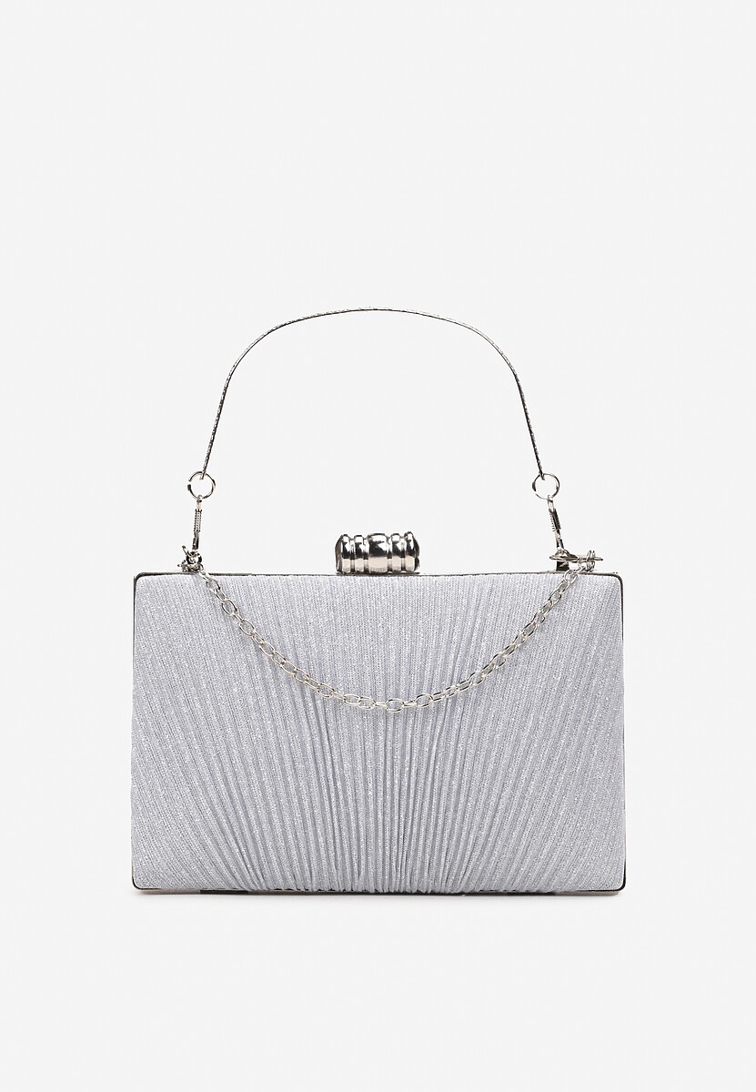 Czarna Wieczorowa Torebka Ozdobiona Brokatem i Łańcuszkiem Kromea