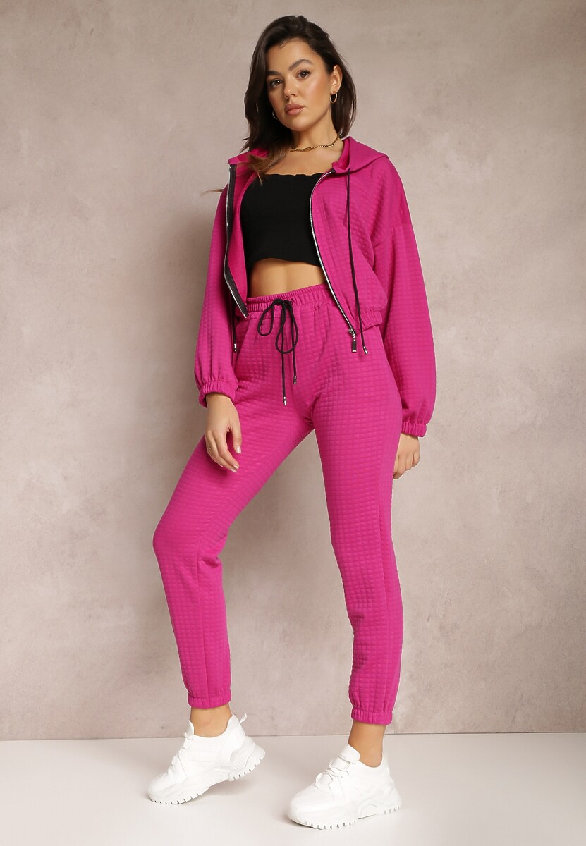 Różowe Spodnie Dresowe z Tłoczeniem Alase