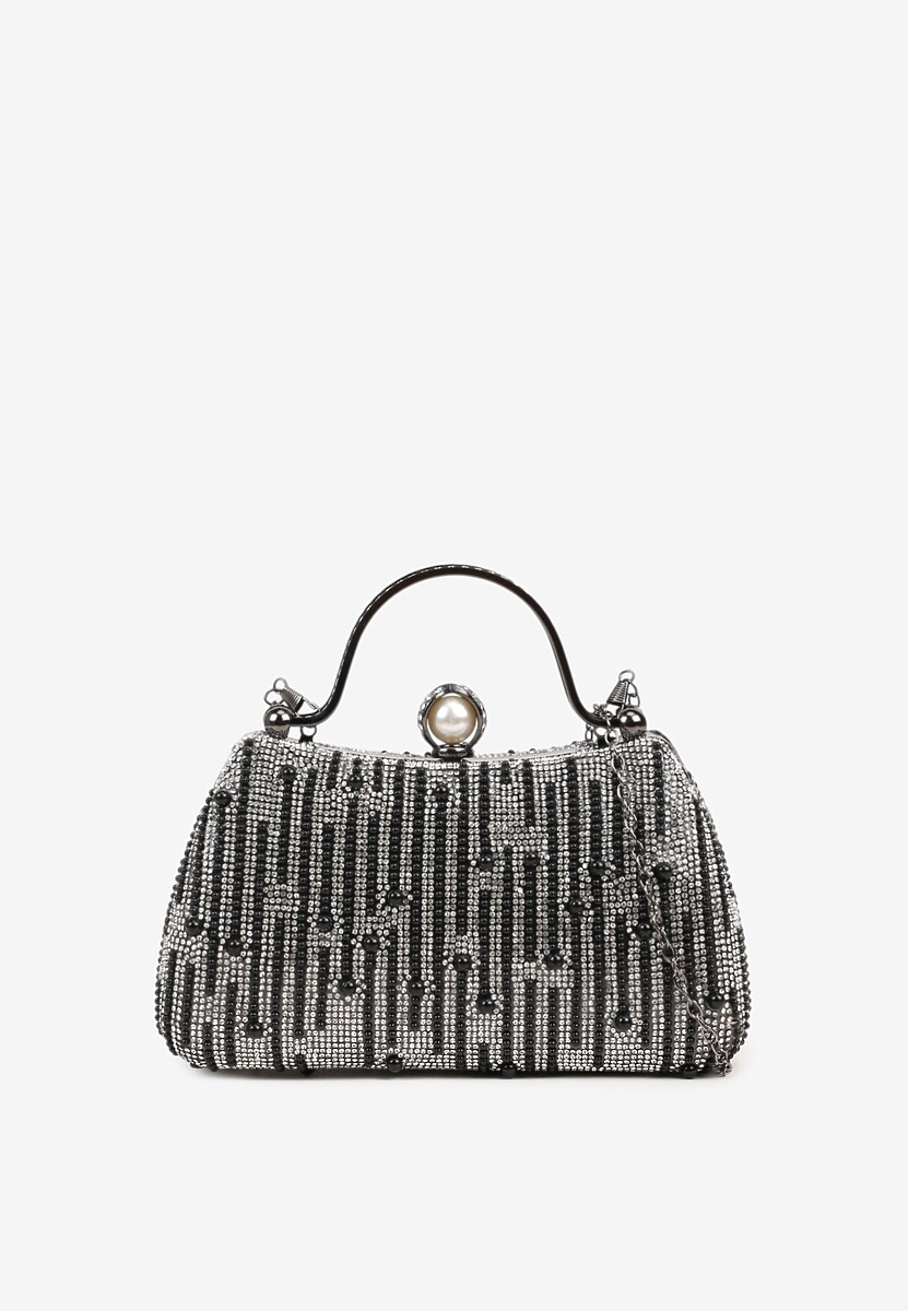 Złota Torebka Kopertówka z Cyrkoniami i Perełkami Fesinra