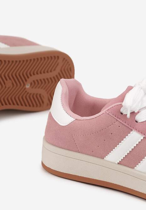 Różowo-Białe Sneakersy z Geometrycznym Wzorem Rillomia