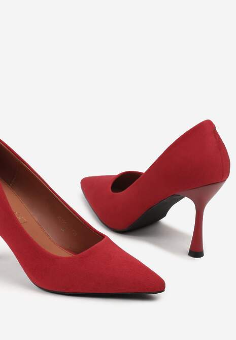 Czerwone Szpilki Vices z Wkładką ze Skóry Naturalnej Gioriane