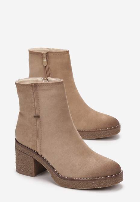 Beżowe Botki na Kwadratowym Słupku Addalynn