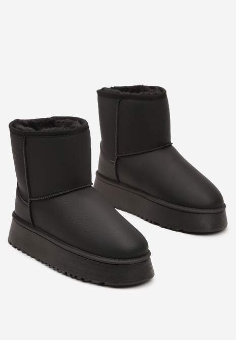 Czarne Śniegowce na Platformie Mocno Ocieplane Miage