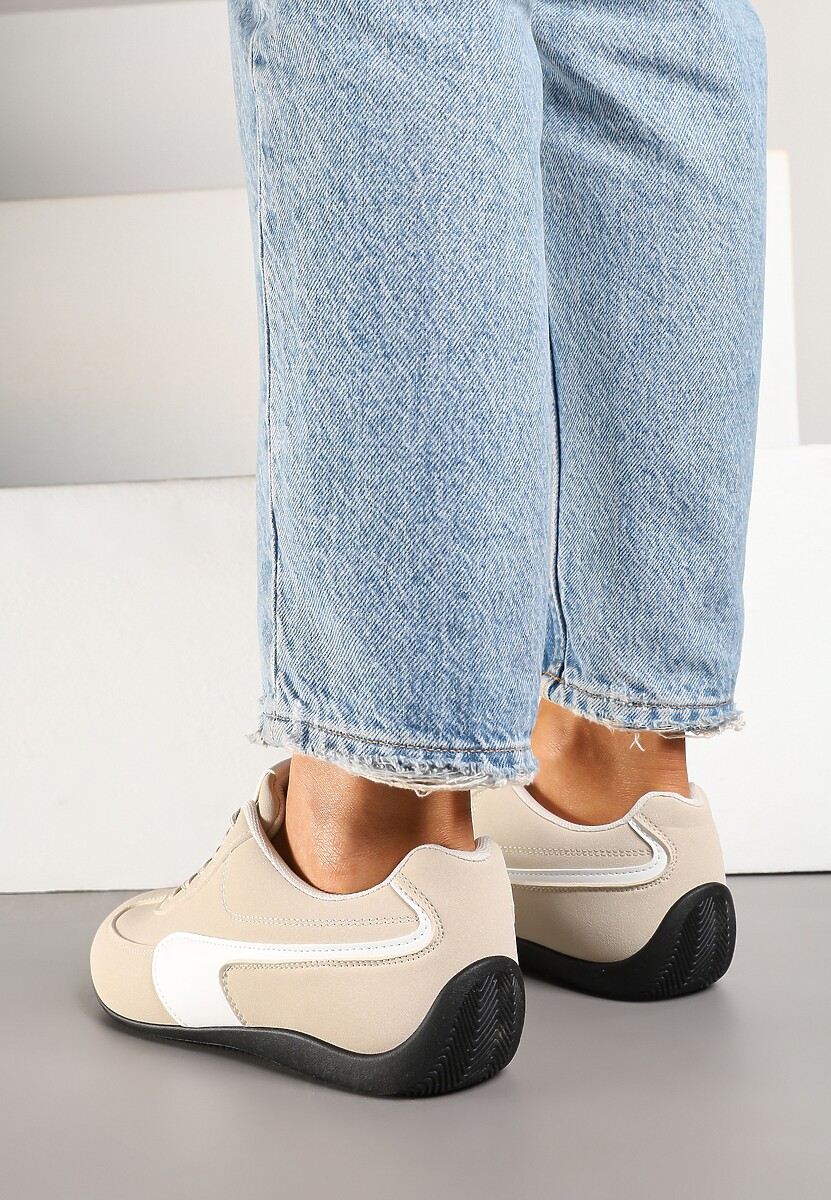 Beżowe Sneakersy Typu Klasyczne Tenisówki Zelritia