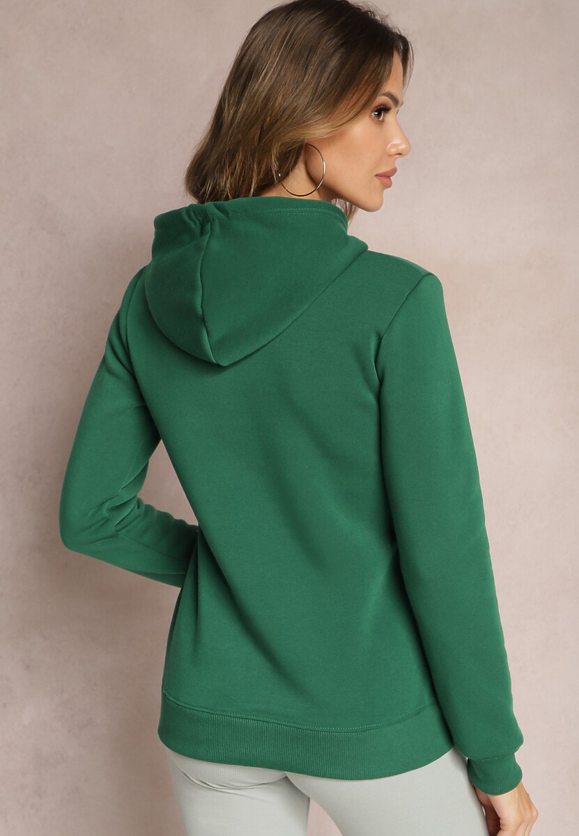 Zielona Bluza z Kapturem i Ozdobnym Nadrukiem Kliorre