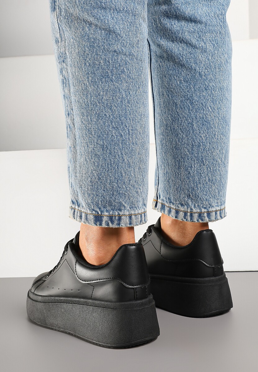 Czarne Basicowe Sneakersy na Platformie Jorvisa